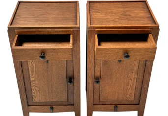 Two Art Deco Amsterdamse School Nightstands or Bedside Tables, 1920s